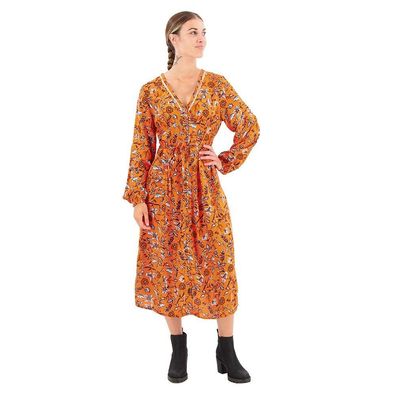 Kleid Superdry Bedrucktes V-Ausschnitt Midi-Kleid Langarm