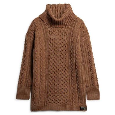 Kleid Superdry Braunes Strickkleid mit Rollkragen