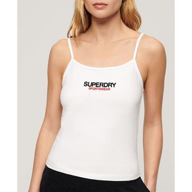 ßrmelloses T-Shirt Superdry Sportswear Logo Slim Fit Weiß