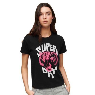 T-Shirt Superdry Lo-fi Rock Grafik, Schwarz, 2XS