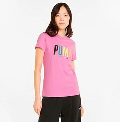 T-Shirt Puma Klassischer Schnitt Damen Rosa