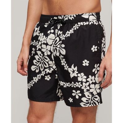Short Superdry mit Hawaii-Print, 17 Zoll, Schwarz