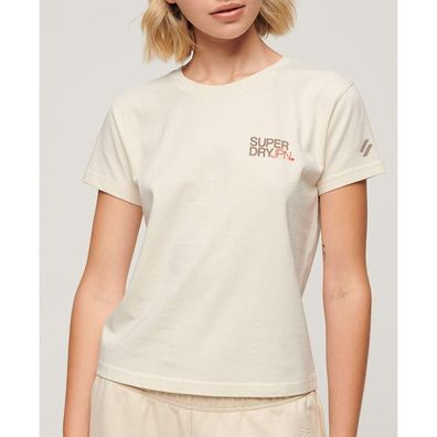 T-Shirt Superdry Sportswear Logo Slim Fit Kurzarm Beige