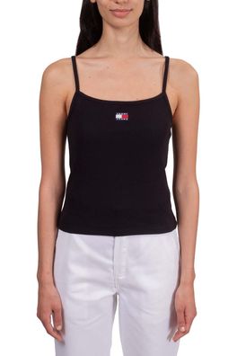 Top Tommy Hilfiger Slim Fit mit Logo-Stickerei, Schwarz