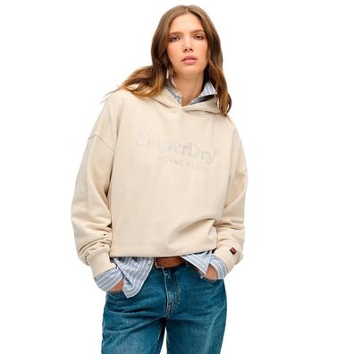 Hoodie Superdry mit Metallic-Print, beige, Oversize
