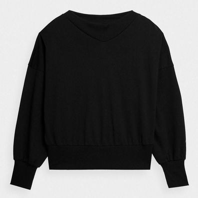 Sweatshirt 4F Schwarzer Damen-Sweatshirt mit Rundhalsausschnitt
