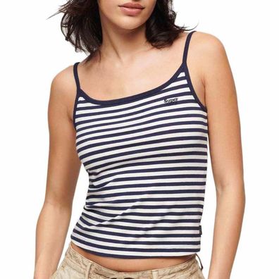 ßrmelloses T-Shirt Superdry Essential in Marineblau mit Streifen