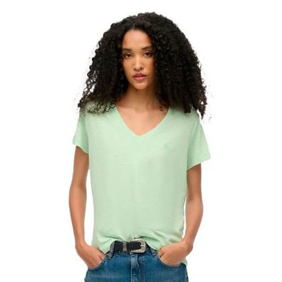 T-Shirt Superdry V-Ausschnitt, bestickt, grén