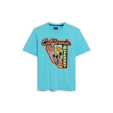 T-Shirt Superdry Neon Travel Graphic Blau