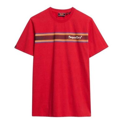 T-Shirt Superdry mit Logo und Streifen, Rot