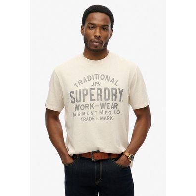 T-Shirt Superdry Machined Goods Workwear grÜge crÜme chin