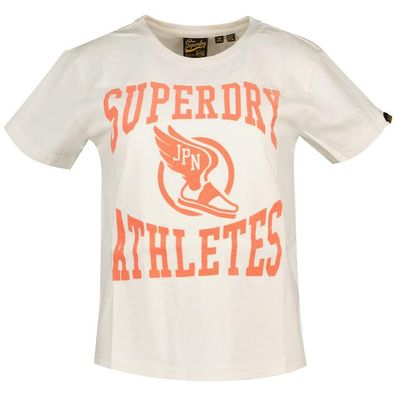 T-Shirt Superdry Fitted Varsity-Print, Weiß