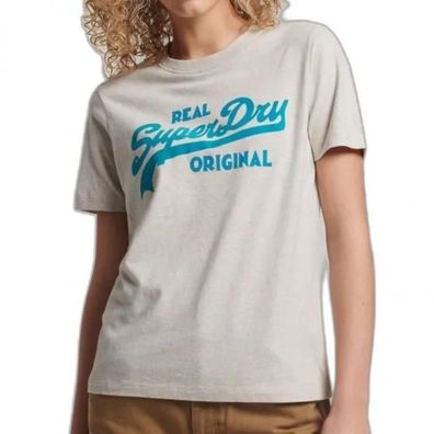 T-Shirt Superdry mit Vintage-Logo, grau, aus Bio-Baumwolle