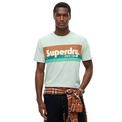 T-Shirt Superdry Terrain Logo Stripe Grau