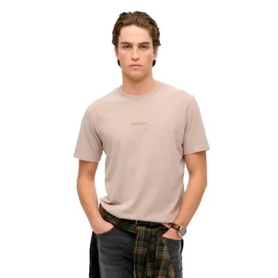 T-Shirt Superdry Beige mit Mikro-Logo