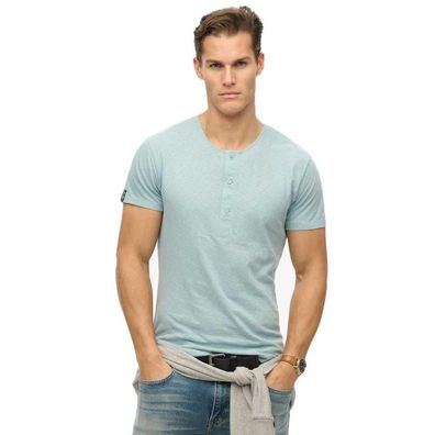 T-Shirt Superdry Slim Fit mit Henley-Kragen Blau Arona