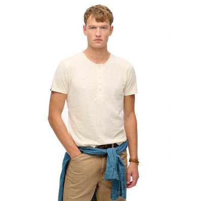 T-Shirt Superdry Merchant Grandad Kurzarm Slim Fit Beige