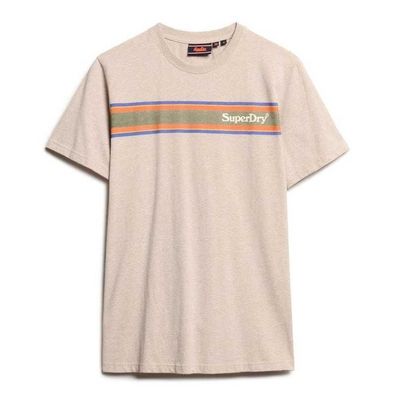 T-Shirt Superdry mit Logo und Streifen, beige, Herren