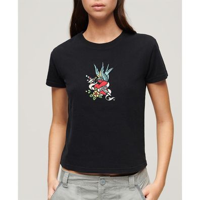 T-Shirt Superdry Enges Tattoo-Design, Schwarz