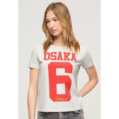 T-Shirt Superdry Slim Fit Grafik Weiß Meliert
