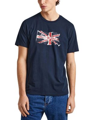 T-Shirt Pepe Jeans Marine mit Union Jack Druck