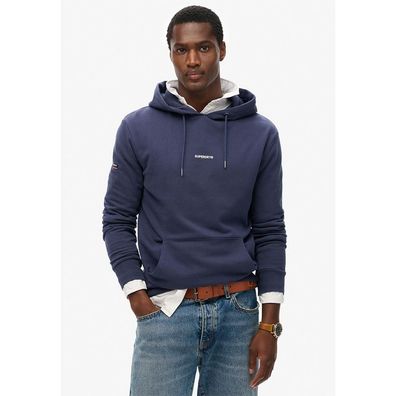 Hoodie Superdry Marineblaues Unifarbenes Sweatshirt
