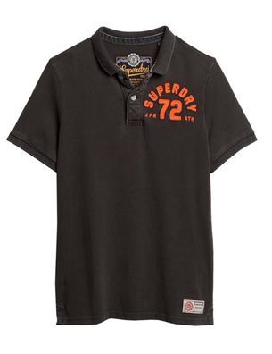 Polo Superdry Vintage Athletic schwarz verwaschen
