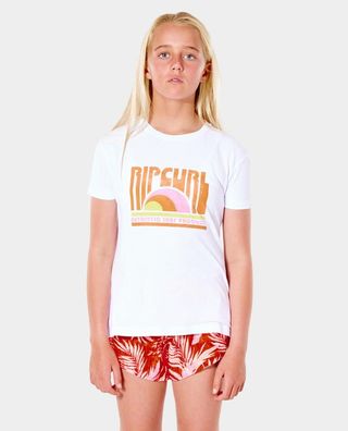 T-Shirt Rip Curl Weiß mit Regenbogen-Print