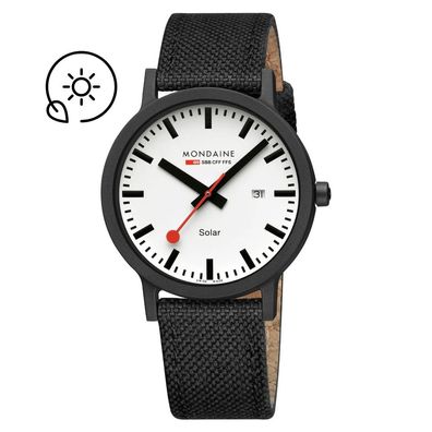 Mondaine Armbanduhr MS1.41910. LB essence schwarz Solar Saphirglas, 41mm