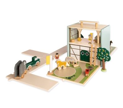Pinolino Spielwelt „Reiterhof Lise“ - Holzspielzeug mit Figuren & Zubehör