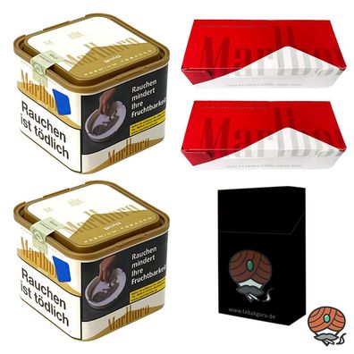 Marlboro Gold Tabak 2x 70g M Dose + 2x Marlboro Rot King-Size Hülsen + Zubehör