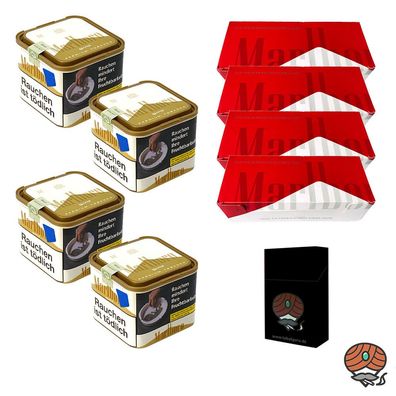 Marlboro Gold Tabak 4x 70g M Dose + 4x Marlboro Rot Filterhülsen + Zubehör