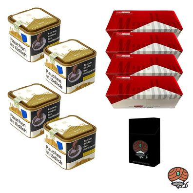 Marlboro Gold Tabak 4x 70g M Dose + 4x Marlboro Rot Extra Filterhülsen + Zubehör