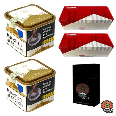 Marlboro Gold Tabak 2x 70g M Dose + 2x Marlboro Rot Extra Filterhülsen, Zubehör