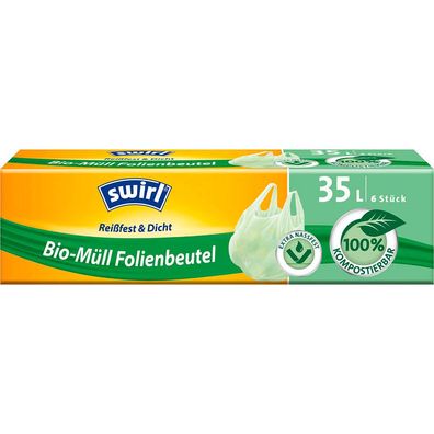 swirl 4006508206940 Bio-Mülleimerbeutel, kompostierbar, grün, 35 Liter