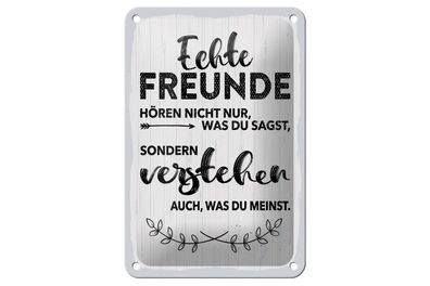 Blechschild Echte Freunde hören nicht nur was du sagst,5 verschied Größen,