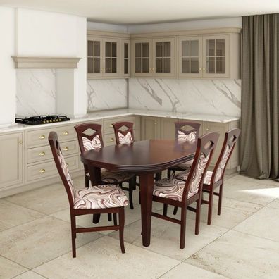 RM-13 Klapptisch + 6 gepolsterte Esszimmerstühle