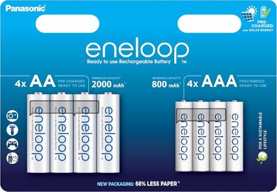 Eneloop Kombipack – 4x AA & 4x AAA Akkus, vorgeladen mit Solarenergie