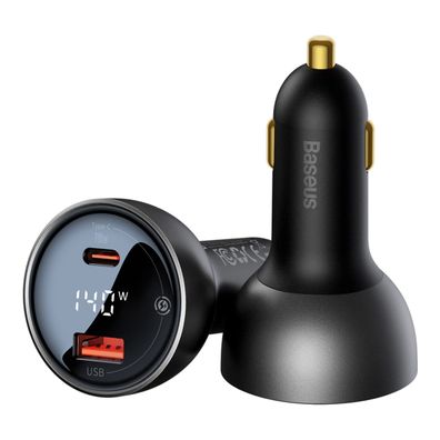 Baseus Digital Display Fast Car Charger USB-A / USB-C PD3.1 140 W schwarz + USB-C