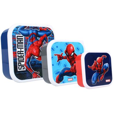 Spider-Man Snackboxen-Set – 3 stapelbare Dosen Praktisch für Schule & unterwegs
