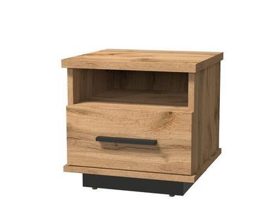 Nachttisch Lamelo LA17 Nachtschrank 37x37x35 cm Nachtkästchen Wotan Eiche/ Schwarz