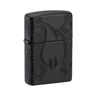 Zippo Benzin-Feuerzeug Armor Case Deep Carved Flame black 60007525, unbefüllt
