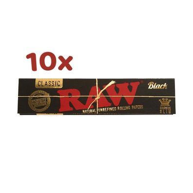 RAW Classic King Size BLACK Slim Papers 10x 32 Blatt