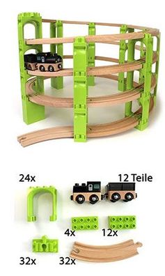 Noppi Eisenbahn | Helix 4er Spirale mit Zug und Schienen