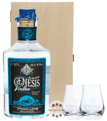 Genesis Vodka Geschenkset mit 2 Gläsern (44,4 % vol, 0,7 Liter)