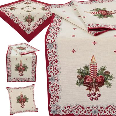Weihnachten Gobelin Tischdecke Tischläufer Kissenbezug Weihnachtsdekoration Kerze