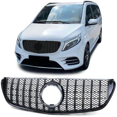 Sport Kühlergrill Schwarz Glanz für Mercedes V Klasse W447 Vorfacelift 2014-2019