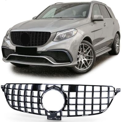Sport Kühlergrill Frontgrill Schwarz Glanz passt für Mercedes GLE W166 2015-2019