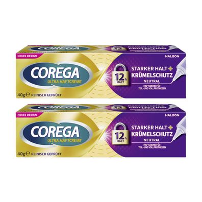 Corega Ultra Haftcreme starker Halt und Krümelschutz 40g 2er Pack