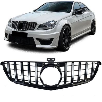 Sport Kühlergrill Schwarz Glanz Chrom für Mercedes C Klasse W204 S204 C204
